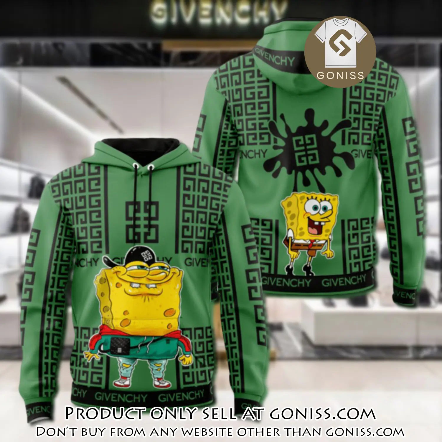 Givenchy spongebob unisex hoodie luxury brand gifts  jh2039 gn0035422